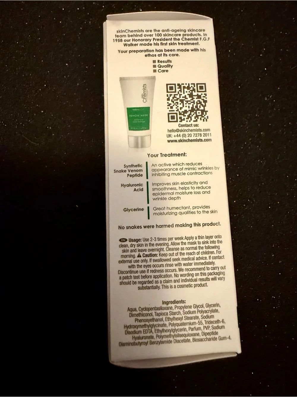 SKINCHEMISTS Wrinkle Killer Venom Mask NEW